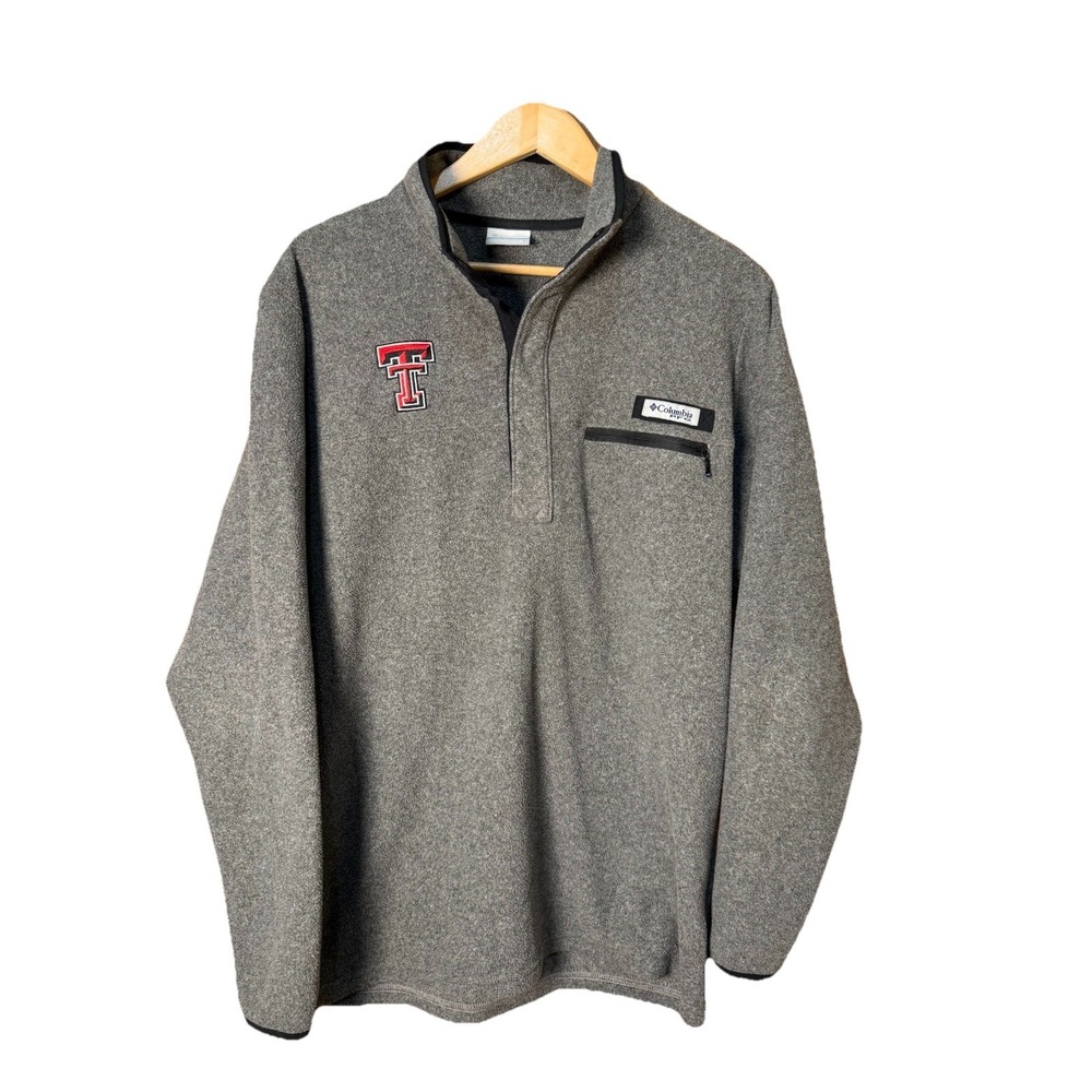 Texas Tech Red Raiders Columbia PFG Fleece 1/4 Snap Gray Pullover Men's‎ Medium